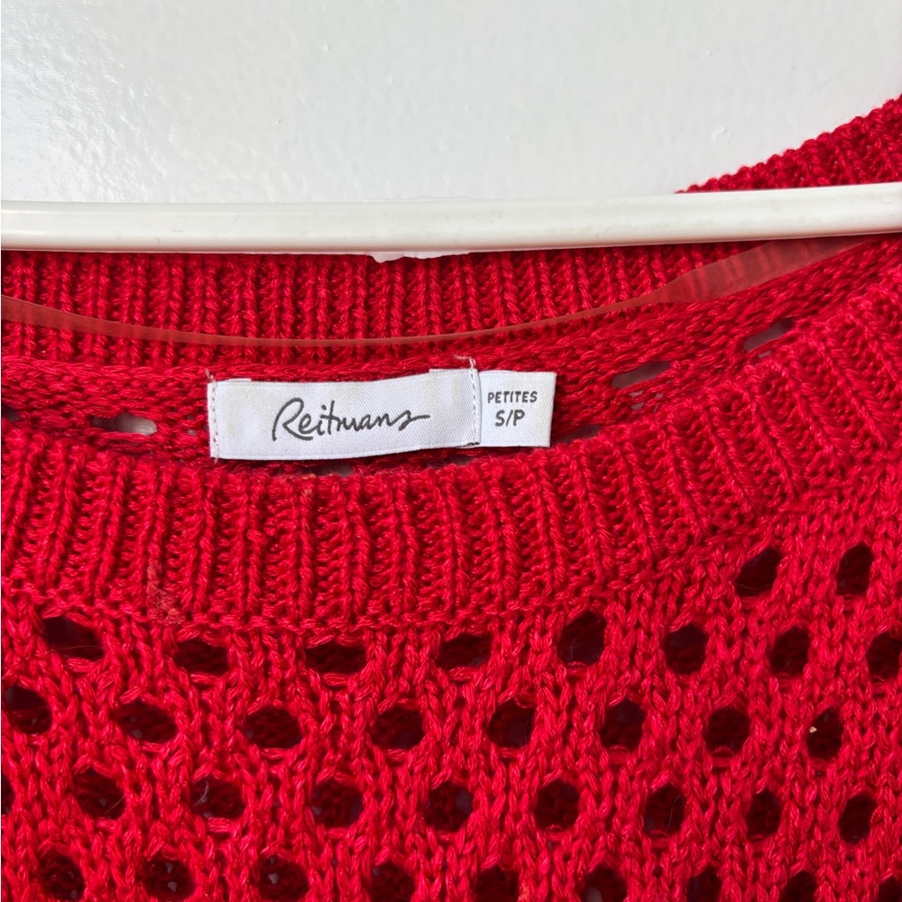 Red Open-Knit Sweater - Picture 2 of 2